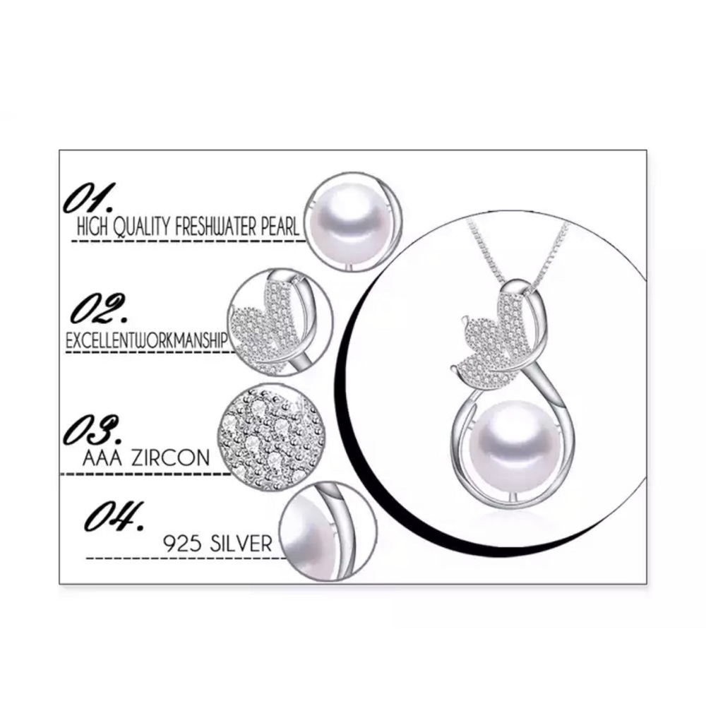 Freshwater Simulated Pearl S 925 Sterling Silver Pendant Necklace - Picture 3 of 4